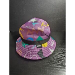 NEFF Bucket Hat Purple Multi Graphic Print Casual Festival One Size